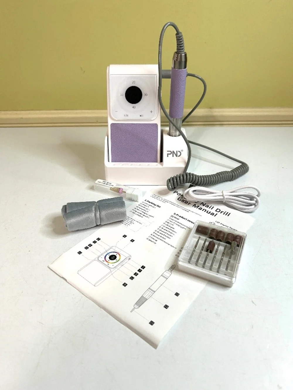 Professional Purple And White Nail Drill 40,000 RPM Cordless Rechargeable